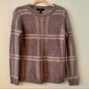 NWT Grey Plaid Fuzzy Oversized Sweater